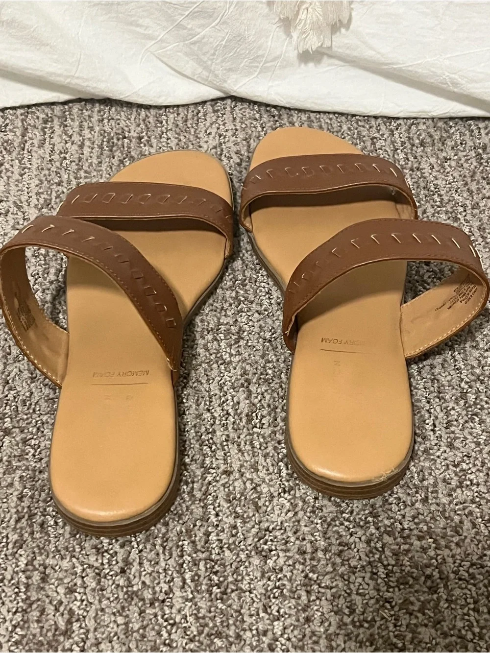 LC Lauren Conrad Brown Double-Strap Slide Sandals